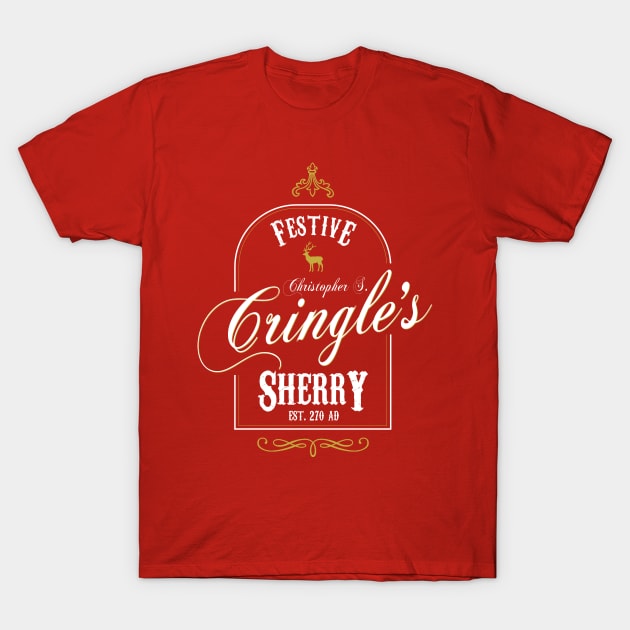 Christopher S Cringles Festive Sherry Christmas T-Shirt by Bevatron